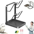 thumbnail image 1 of Kitchen Pot Lid Storage Rack, Multifunctional Pan Lid Holder Organizer with Removable Drip Tray, Carbon Steel Countertop Tool Rack While Cooking & Spoon Rest, 1 of 7