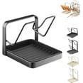 thumbnail image 1 of Kitchen Pot Lid Storage Rack, Multifunctional Stainless Steel Pot and Pan Organizer with Removable Drip Tray, Two-Compartment Spatula Holder for Counter Stove Top Kitchen Accessories, 1 of 7