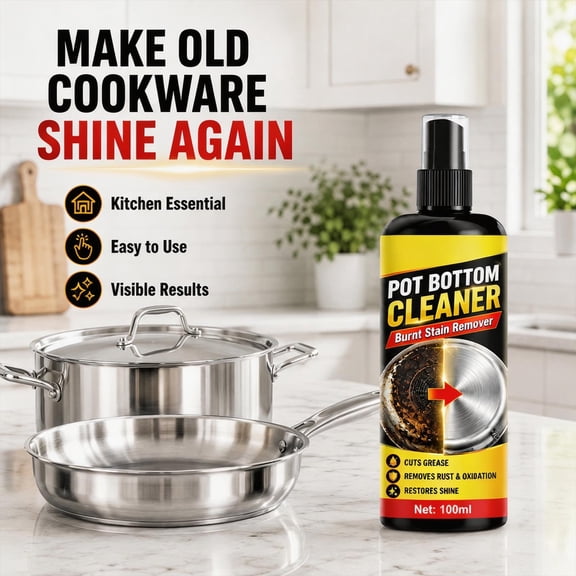 Kitchen Pot Restoration Cleaner Spray Dissolves Tough Burnt Carbon Rust Stains Discolored Cookware Bottom Stainless Steel Pan Wok Kettle Descaling