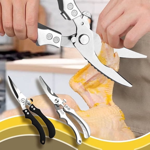Kitchen Poultry Scissors Heavy Duty - Stainless Steel Chicken Bone Cutting Shears, Meat & Vegetable Kitchen Scissors, Ergonomic Non Slip Handle, 1 Pack
