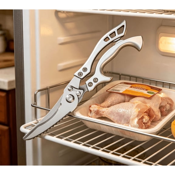 Kitchen Poultry Shears, Chicken Bone Scissors Chicken Duck Fish Cutter Shears Stainless Steel Scissors Scale Clean Cook Scissors(Silvery)