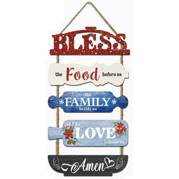Kitchen Prayer Wall Decor Sign, Rustic Wooden Hanging Plaque, Farmhouse Kitchen Blessing Board, Vintage Cutting Board Design, Religious Home Decoration with Scripture Quote