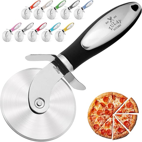 Kitchen Premium Pizza Cutter - Durable Stainless Steel Pizza Cutter Wheel - Easy-to-Clean, Easy-to-Use Pizza Slicer - Super Sharp with Non-Slip Handle - Dishwasher Safe Pizza Wheel