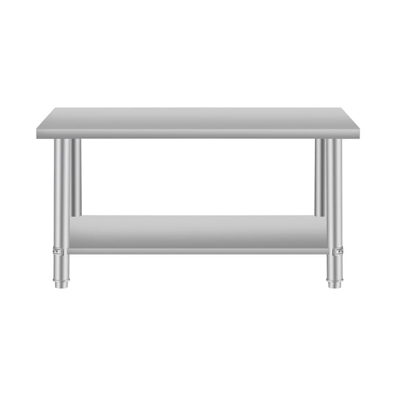 Kitchen Prep Table, 48'' x 24'' Stainless Steel Commercial Work Table with Under Shelf, 31.5'' Height, Silver Heavy Duty Food Preparation Station for Restaurants and Home Kitchens