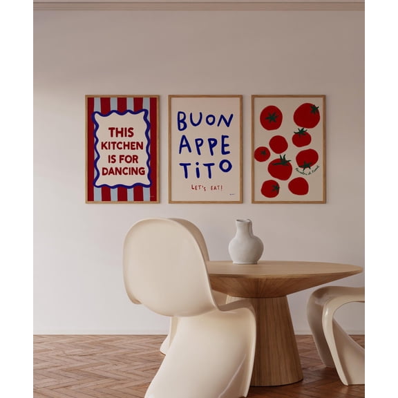 Kitchen Print Buon Appetito Wall Art Let’s Eat Modern Kitchen Art Version 3 Set 3 Unframed Paper Print 12x18