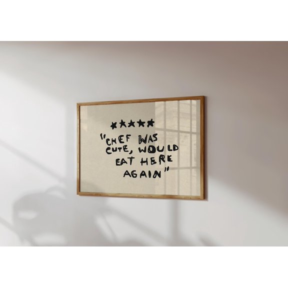 Kitchen Print Chef Quote Handwritten Typography Art