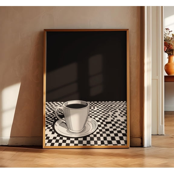 Kitchen Print Italy, Black Coffee Poster, Retro Kitchen Art, Vintage Espresso Drawing, Aesthetic Wall Decor, Kitchen Trendy Coffee Bar Decor Wall Art, Modern Wall Decor, 8x12 UNFRAMED