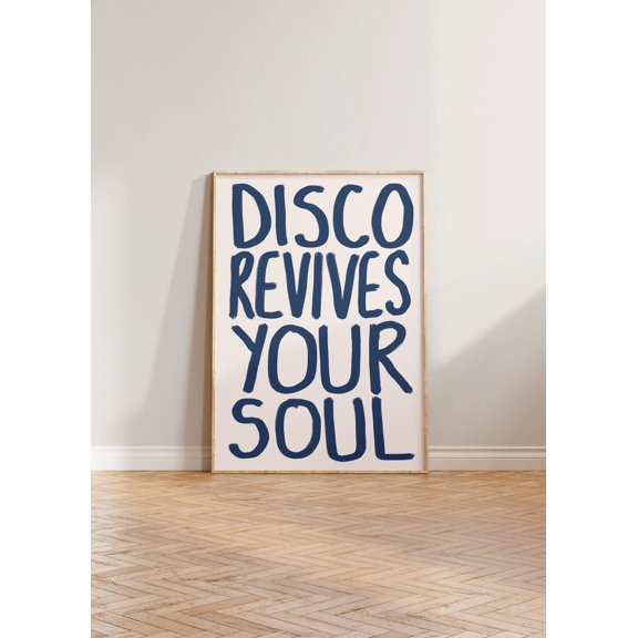 Kitchen Print, Music Wall Art, Disco Revives Your Soul Print Poster, Kitchen Prints, Handwritten Typography Wall Decor, Fun Colourful Prints, Poster Only