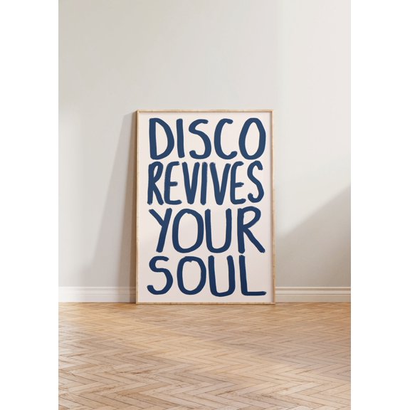 Kitchen Print Music Wall Art Disco Revives Your Soul Print Kitchen Prints Handwritten Wall Decor Fun Colourful Prints