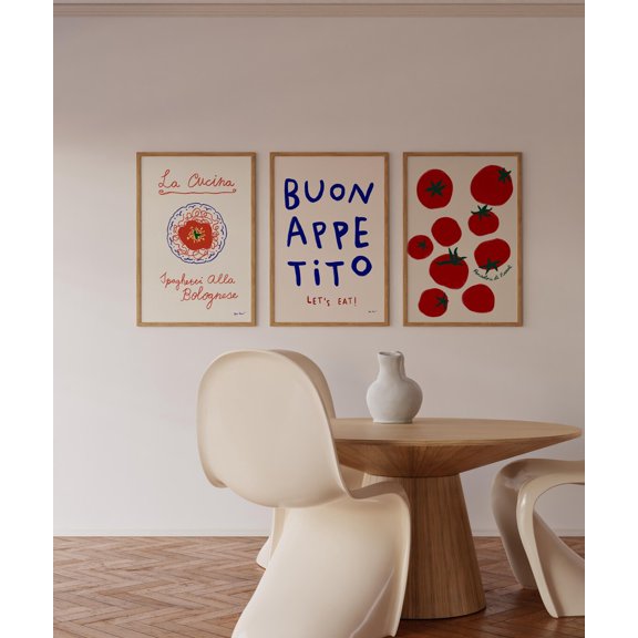 Kitchen Print Set, Kitchen Poster, Buon Appetito Wall Art, Let‘s Eat Print, Modern Kitchen Print, Minimalistic Kitchen Wall Art, Poster Only