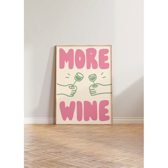 Kitchen Print Wine Wall Art Dining Room Print Bar Sign Wine More Wine Print Hand Drawn Doodle Wall Art Gift For Her