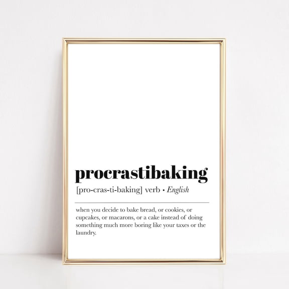 Kitchen Prints Funny Kitchen Wall Art Procrastibaking Definition Print Gift Bakers Minimalist Art Print