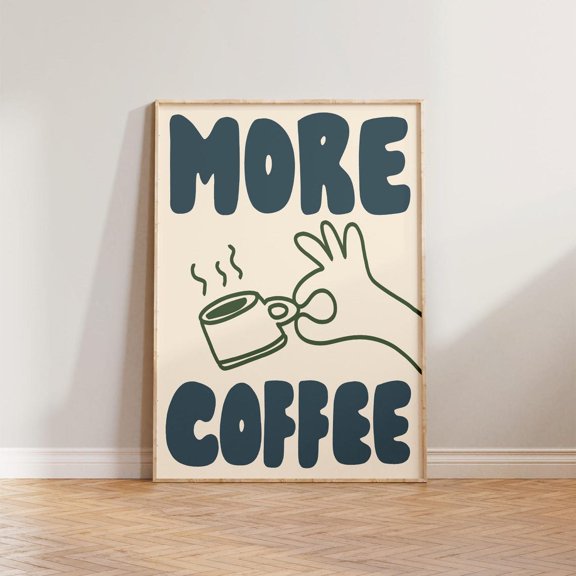 Kitchen Prints Wall Art More Coffee Print Retro Hand Drawn Doodle Print Cafe Print Gift For Coffee Lovers Kitchen Wall Decor