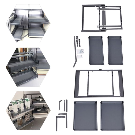 Kitchen Pull-Out Storage Cabinet, 4 Adjustable Baskets with 33lbs Capacity, Blind Corner Design for Pots and Pans Organization.