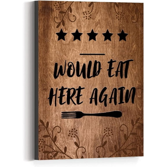 Kitchen Quote Canvas Wall Art,Would Eat Here Again Sign Canvas Prints Framed Wall Art for Home Kitchen Novelty Dinning Room Wall Décor