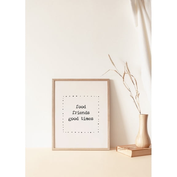 Kitchen Quote Food Friends Wall Art, Unframed Canvas Size 24x36