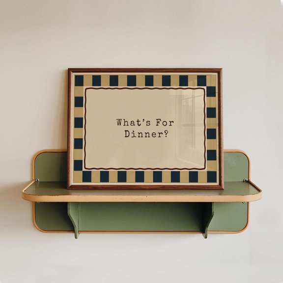 Kitchen Quote Print Retro Checkerboard What'S For Dinner