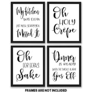 Kitchen Quotes and Sayings Art Prints 4 Pack Set 8x10 Photos Unframed Great Gift for Kitchen Decor