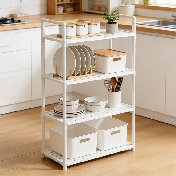 Kitchen Rack Trolley,45"x20"x11" Floor Standing Multi Layer Household Storage Rack with Wheels, Bathroom Organizer for Toiletries and Daily Necessities, Space Saving Shelving Unit