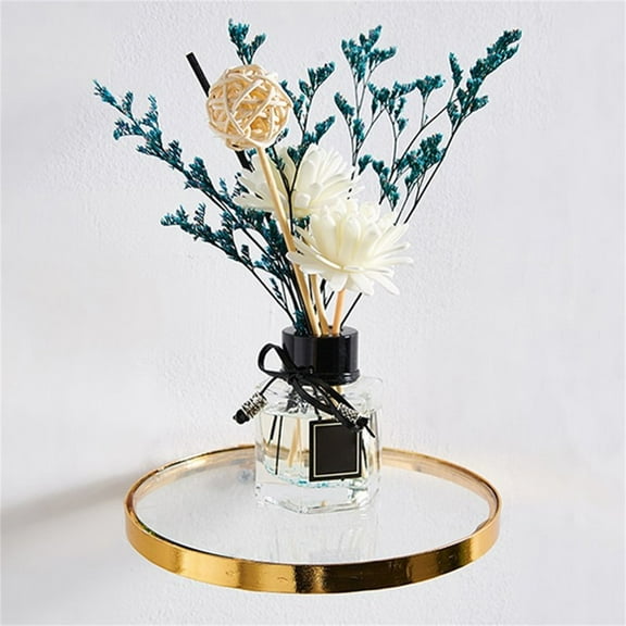 Kitchen Rack Wall Mounted Gold Glass Floating Shelves Display Ledge Shelves Bathroom Corner Shelf Simple Home Decor Shelf For Flowers Wall Shelves Decorative, Kitchen Rack