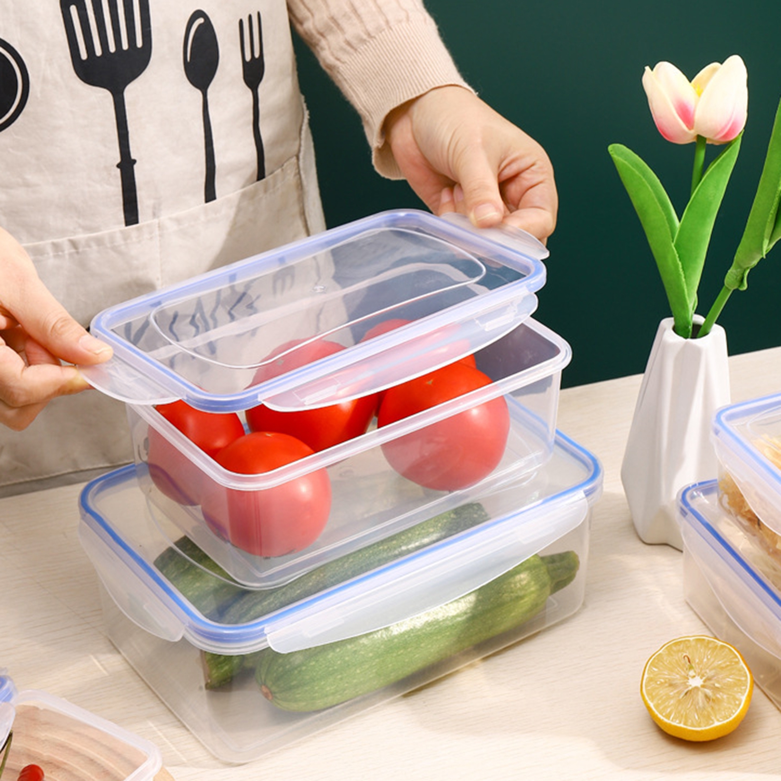 Kitchen Refrigerator Rectangular Crisper Heat-resistant Convenient Odor ...