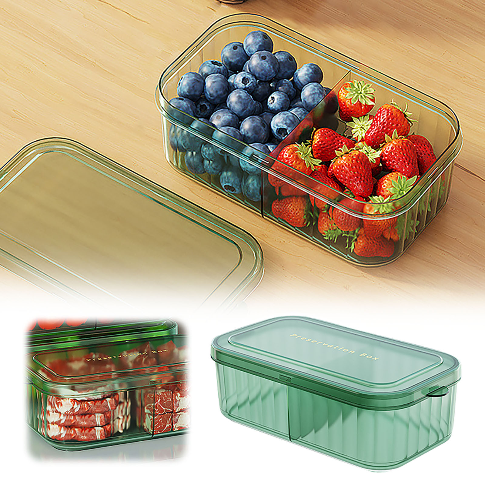 Kitchen Refrigerator Rectangular Crisper Microwave Heat Lunch Box Food ...