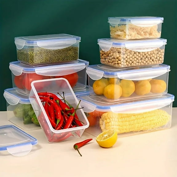 Kitchen Refrigerator Rectangular Food Container Microwave Heat Plastic Lunch Box Food Lunch Box Fruit Storage Sealed Box