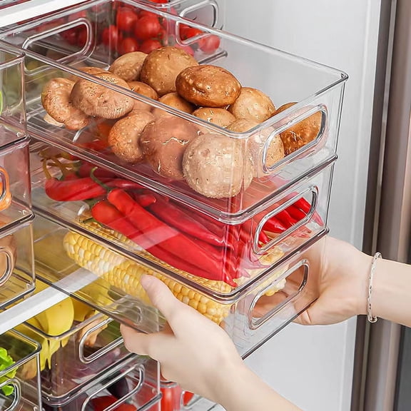Kitchen Refrigerator Storage Box, Transparent Pet Drawer Style Refrigerator Storage And Preservation Box, Transparent