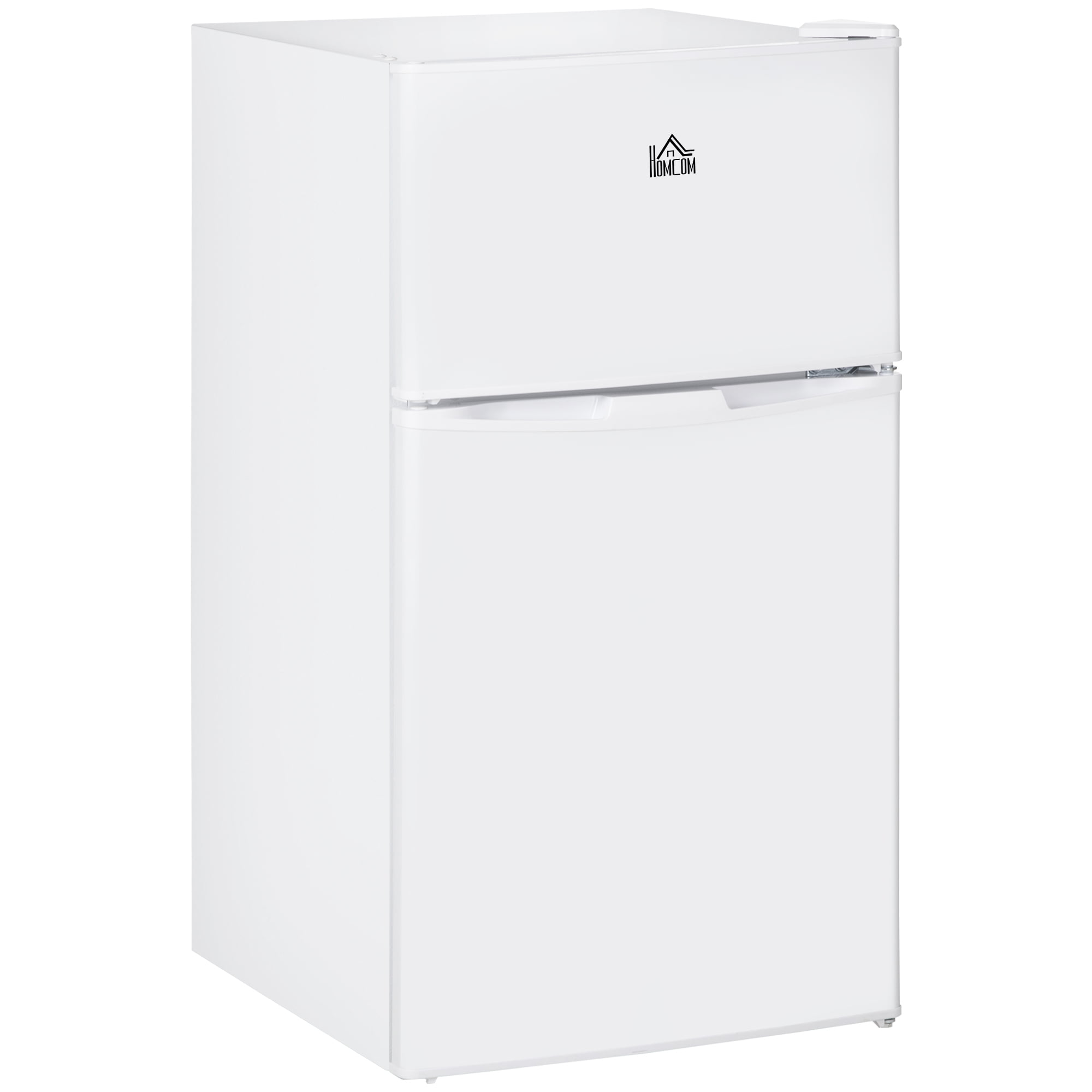 Kitchen Refrigerators Double Door Mini Fridge with Freezer, 3.2 Cu.Ft Compact Refrigerator with Adjustable Shelf, Adjustable Thermostat and Reversible Door for Bedroom, Dorm, Home Office, White,Side