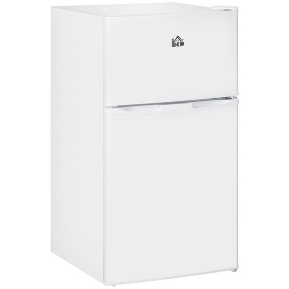Kitchen Refrigerators Double Door Mini Fridge with Freezer, 3.2 Cu.Ft Compact Refrigerator with Adjustable Shelf, Adjustable Thermostat and Reversible Door for Bedroom, Dorm, Home Office, White,Frenc
