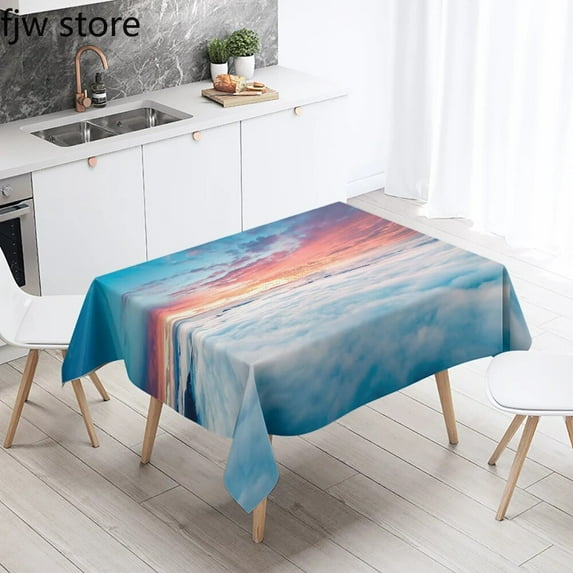 Kitchen Restaurant Waterproof Antifouling Tablecloth Rectangular Printing Scenery Natural Landscape