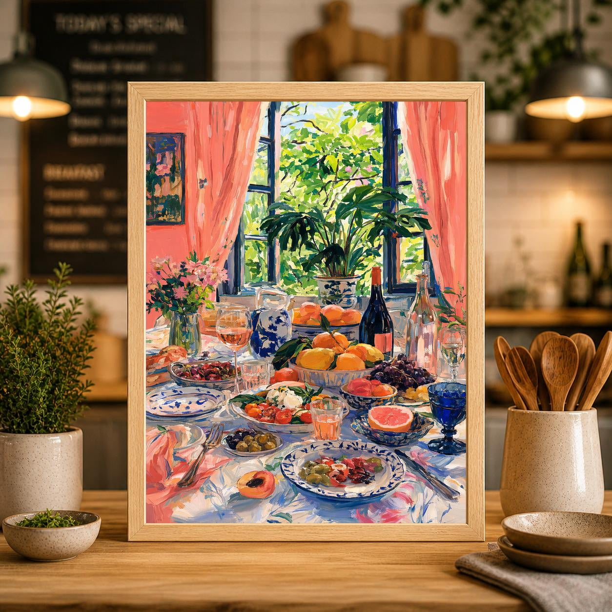 Kitchen Retro Dinner Party Food Impressionist Vintage Dining Poster ...