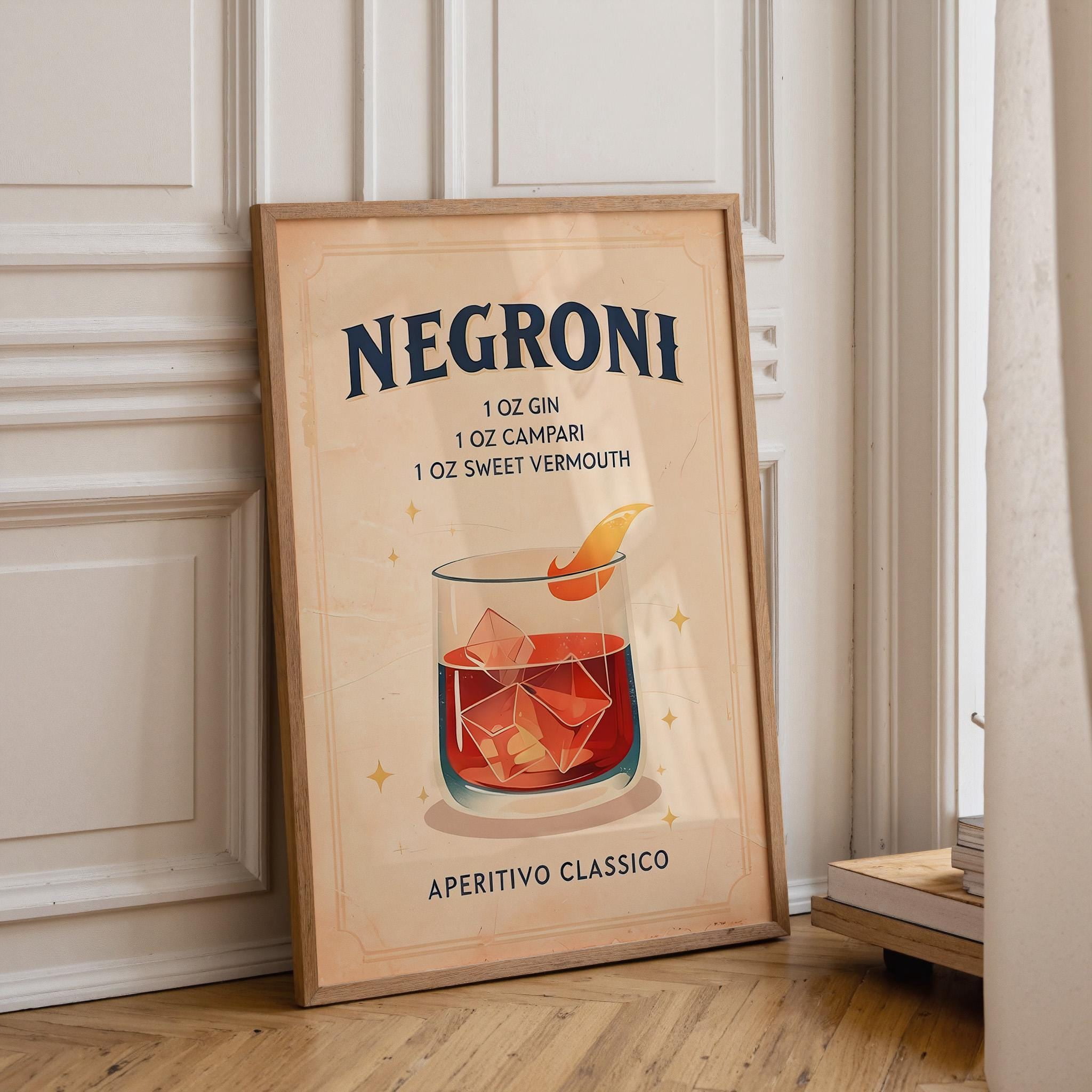 Printable Sign Photo Kitchen Retro Negroni Cocktail Wine Contemporary Abstract Kwc Poster ...