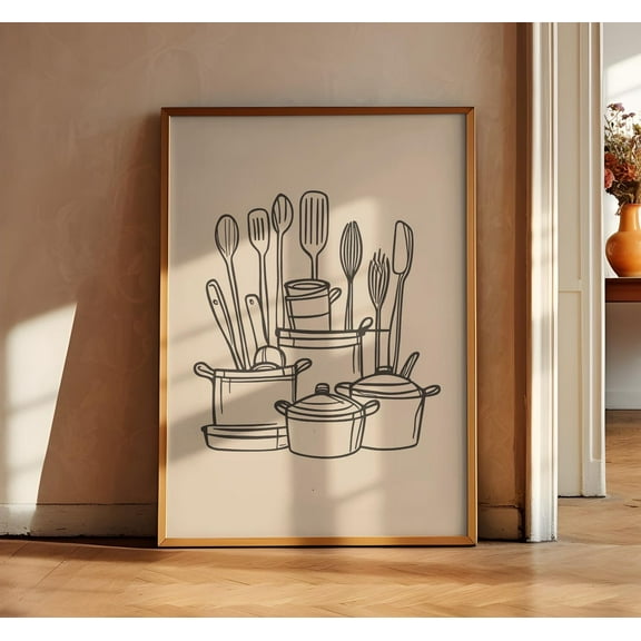 Kitchen Retro Poster, Rustic Utensils Prints, Farmhouse Kitchen Decor, Cute Kitchen Vintage Drawing, Farmhouse Sketch Wall Art, Modern Wall Decor, 12x18 UNFRAMED