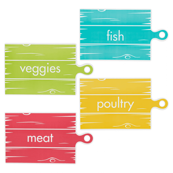 Kitchen-Rite 4pc Flexible Cutting Board Mats for Fish, Poultry, Veggies & Meat