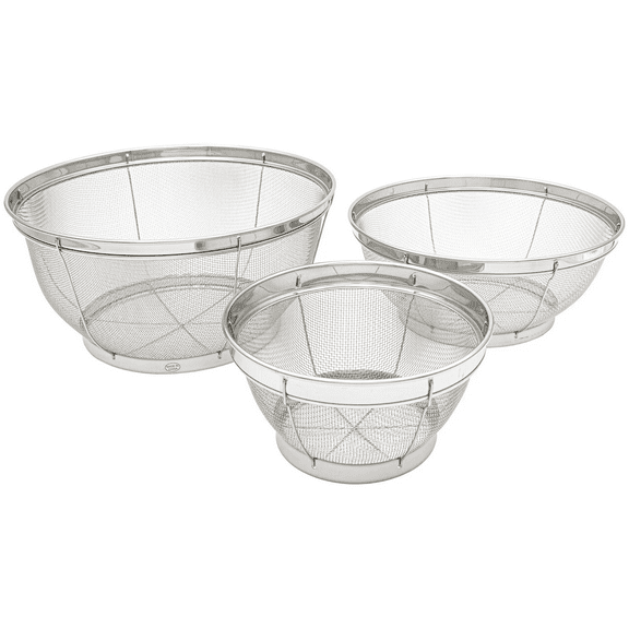 Kitchen-Rite Stainless Steel Mesh 3-Piece Colander Set