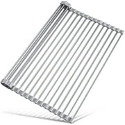 Kitchen Roll up Sink Dish Drying Rack, Dish Drainer, Stainless Steel Foldable Over The Sink Roll Up Dish Drainer (17.8''x11.8'')