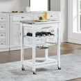 thumbnail image 1 of Kitchen Rolling Cart, Mobile Kitchen Trolley, Serving Cart With Drawer And Slide-Out Metal Basket, White Metal Frame With Locking Casters And Stainless Steel Worktop, 1 of 7