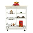 thumbnail image 1 of Kitchen Rolling Microwave Cart on Wheels, Kitchen Islands with Storage, Rustproof Storage Rack Trolley with 2 Drawers, 3 Metal Baskets, 3 Shelf Panels, Bakers Racks Holds up to 220 lbs, White, Q7577, 1 of 9