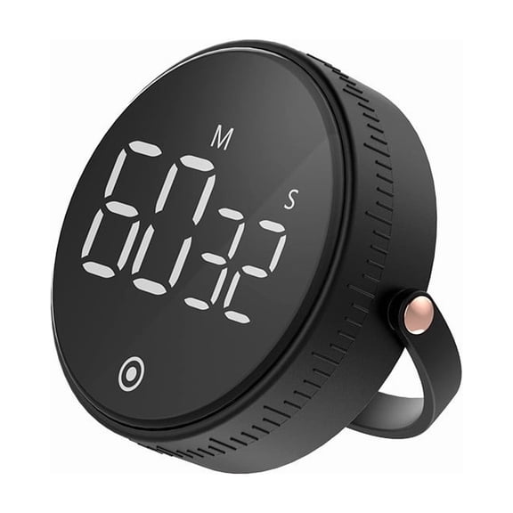 Kitchen Rotary Timer, Silent Digital Cooking Timer Adjustable Countdown, Durable Plastic Reliable Timekeeping, for Baking Boiling Simmering Compact Modern Kitchen Accessory,Black