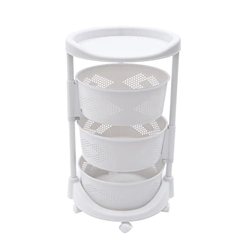 Kitchen Rotating Storage Rack, 3-Tier Round Rotating Basket of ...