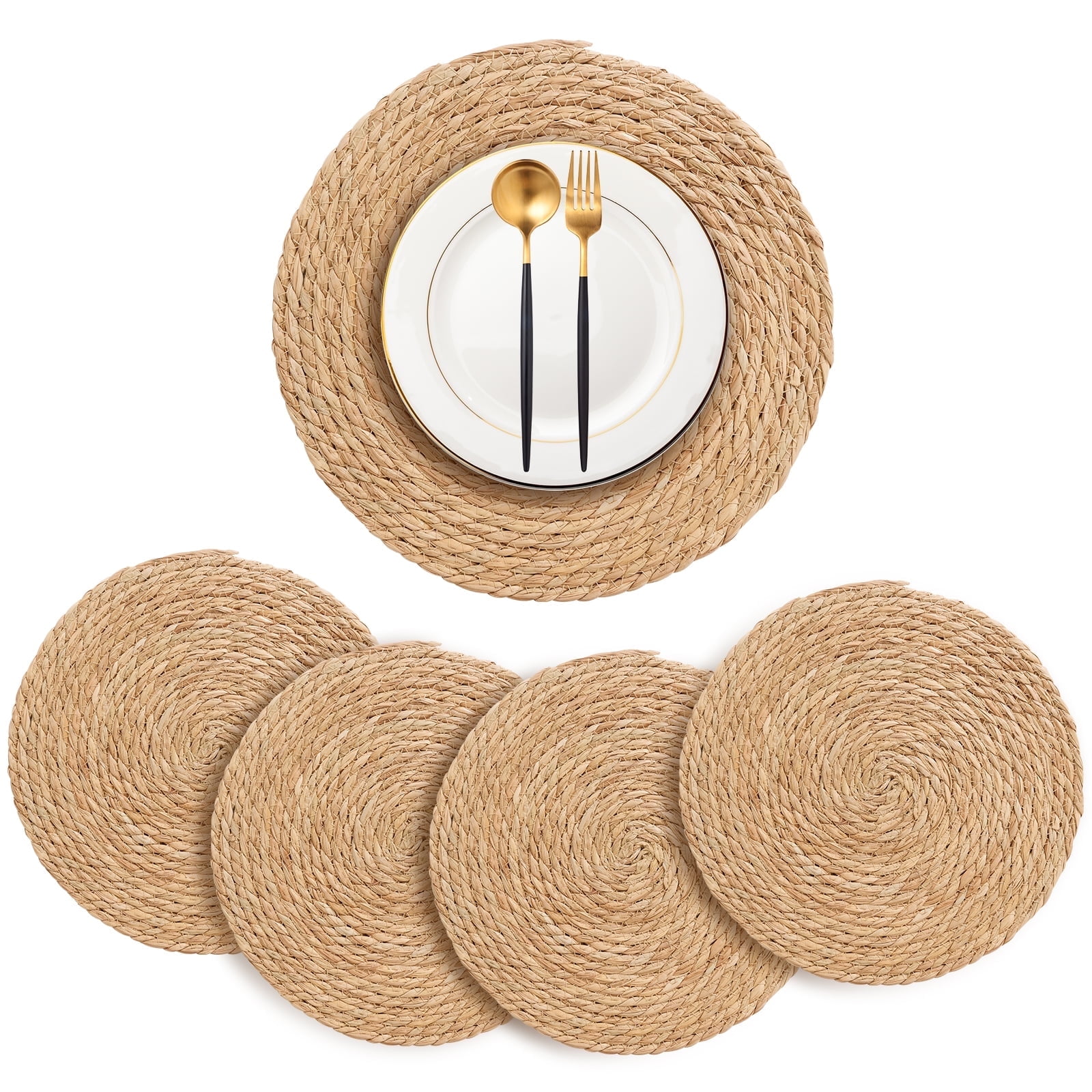 Floyzoy Round Placemats, Set of 4, Handwoven 33-inch Resistant Dining Table Mats - Walmart.com