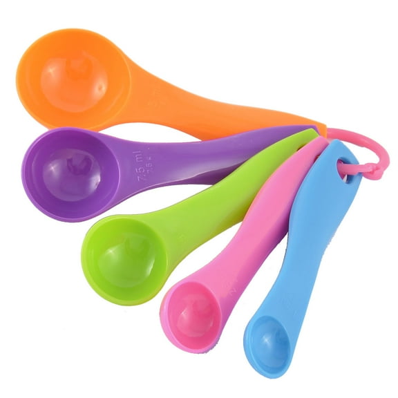 Kitchen Round Shape Powder Liquid Measuring Spoons Multicolor 1ml-15ml 5 in 1