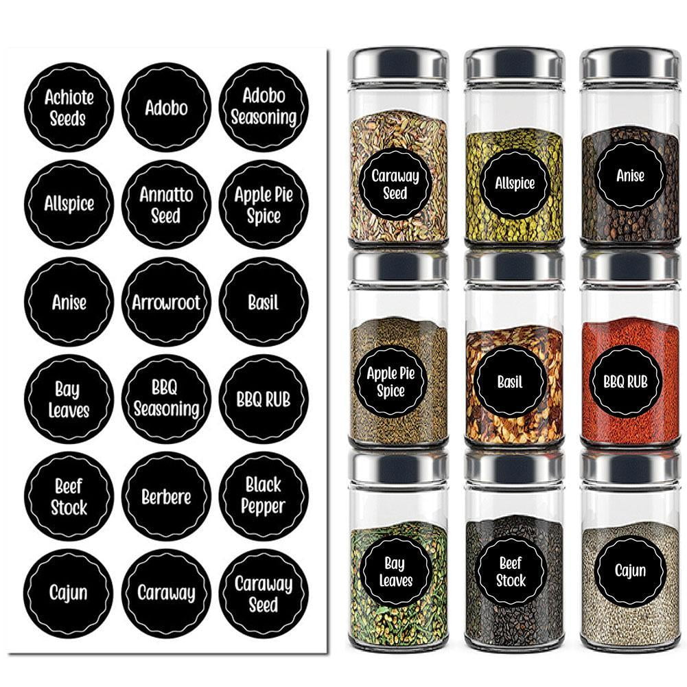 140 Round Spice Labels Stickers Preprinted, Spice Jar Labels for Spice Containers, Waterproof Labels, Kitchen Labels for Spice Jars, Seasoning Labels