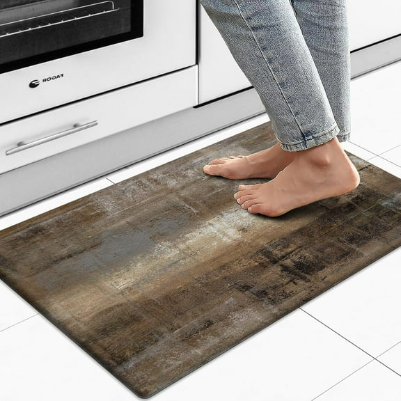 Kitchen Rug Anti Fatigue Kitchen Mat Cushioned Taupe Abstract Art Kitchen Rugs Non Skid Waterproof Kitchen Rugs and Mats for Floor Laundry Standing Desk Sink