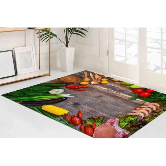 Kitchen Rug, Colorful Rug, Food Rugs, Modern Rugs, Entry Rug, Corridor Rug, Runner Rug, Salon Rug, Personalized Rug, Colorful Rug, 2.3'x3.3' - 70x110 cm