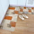 thumbnail image 1 of Kitchen Rug Mat Abstract Orange Blocks, Set of 2, Anti-Fatigue Non-Skid Washable Kitchen Runner Rugs, Farmhouse Beige Squares Soft Comfort Rug for Kitchen, Floor Home, Front of Sink, Laundry, 1 of 5