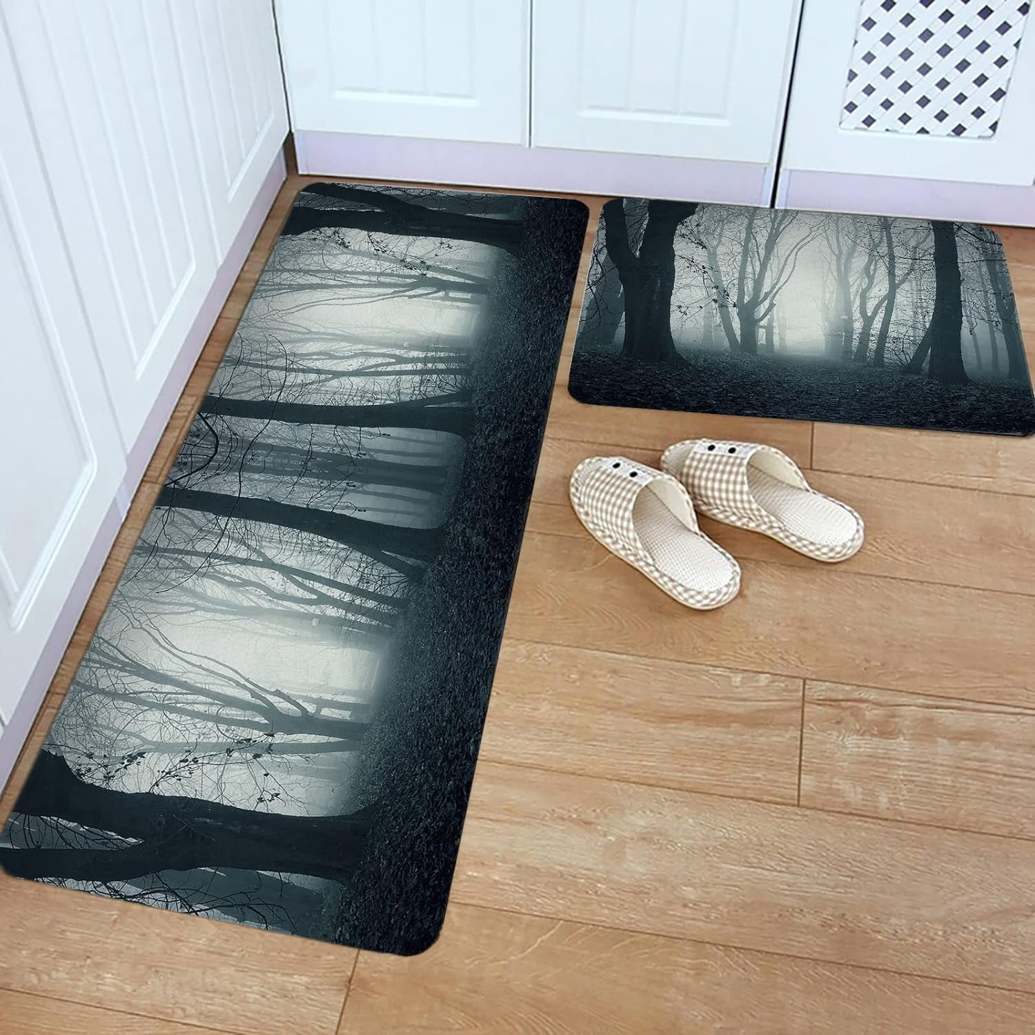 Kitchen Rug Mat Gothic Forest, Set of 2, Anti-Fatigue Non-Skid Washable ...