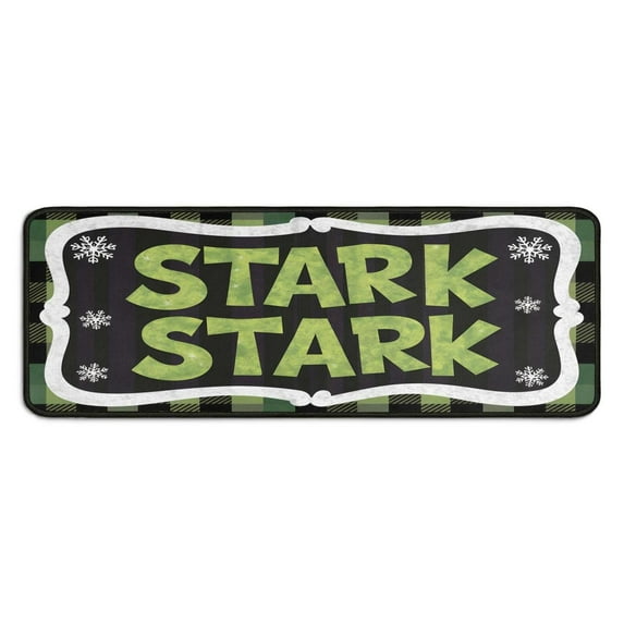 Kitchen Rug and Mat Set of 2 Absobent Christmas Kitchen Mats for Floor,Merry Christmas Stark Green Plaid Kitchen Rugs and Mats for Bathroom,Room Bedroom (47x17+30x17 Inches)