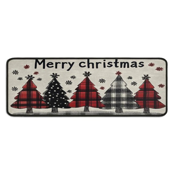 Kitchen Rug and Mat Set of 2 Anti Fatigue Christmas Kitchen Mats for Floor,Merry Christmas Tree Farmhouse Winter Kitchen Floor Mats for Bathroom,Room Bath (47x17+30x17 Inches)